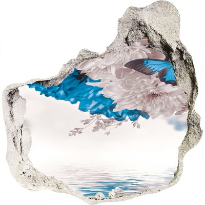 Fototapet un zid spart cu priveliște Peisaj floral cu fluturi