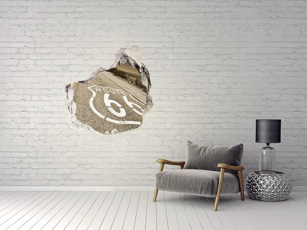 Autocolant autoadeziv gaură Ruta 66 în beton