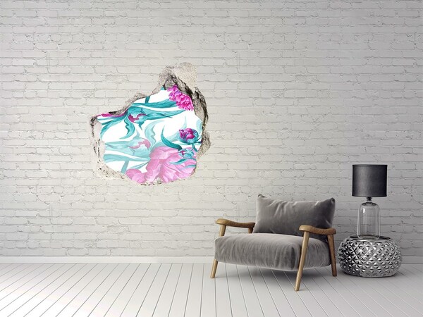 Autocolant un zid spart cu priveliște Grădina de flori din spatele zidului