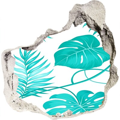 Autocolant 3D gaura cu priveliște Paradis tropical în spatele zidului