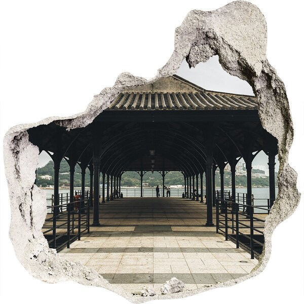 Autocolant 3D gaura cu priveliște Vedere a digului peste apă