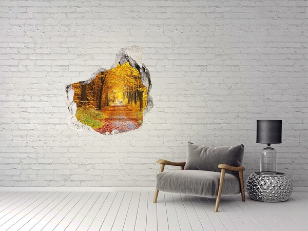 Autocolant 3D gaura cu priveliște Alee de toamnă în pădure