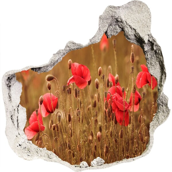 Fototapet un zid spart cu priveliște Flori printre zidul ruinat