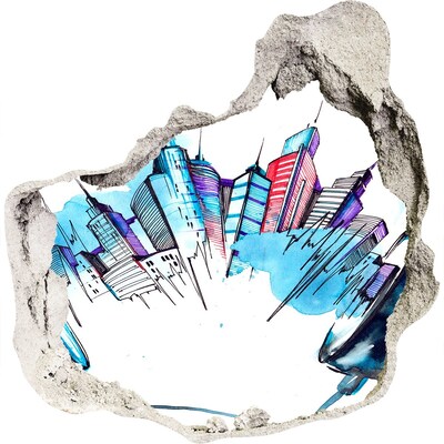 Autocolant autoadeziv gaură Un oraș modern în ruine