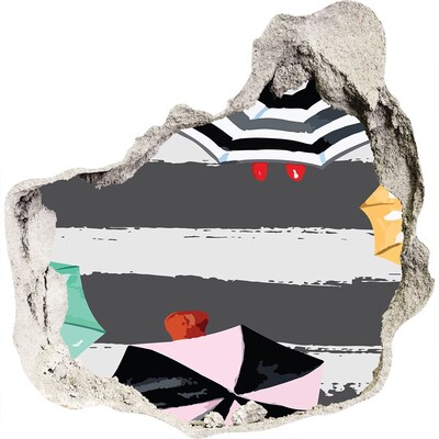 Autocolant de perete gaură 3D Plajă misterioasă cu umbrele