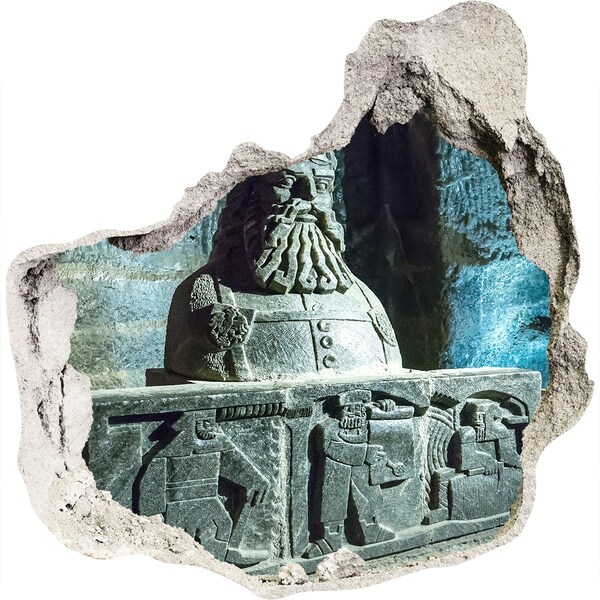 Fototapet 3D gaură în perete Sculptură rupestră antică