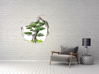 Autocolant 3D gaura cu priveliște copac bonsai