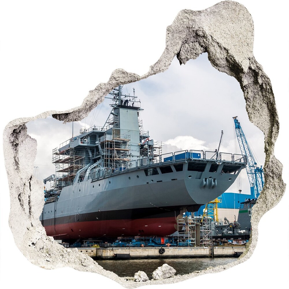 Autocolant de perete gaură 3D navă șantier naval