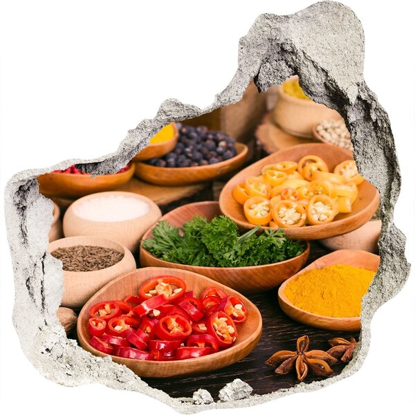 Autocolant gaură 3D O bucătărie plină de condimente