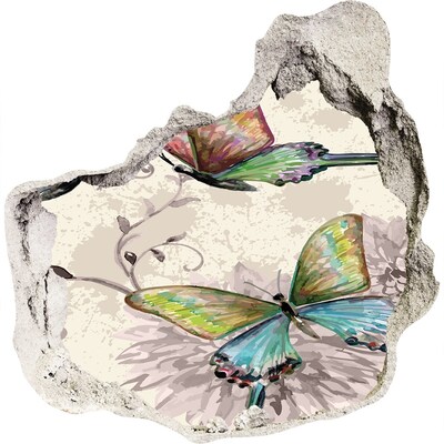 Fototapet 3D gaură în perete Fluturi și flori