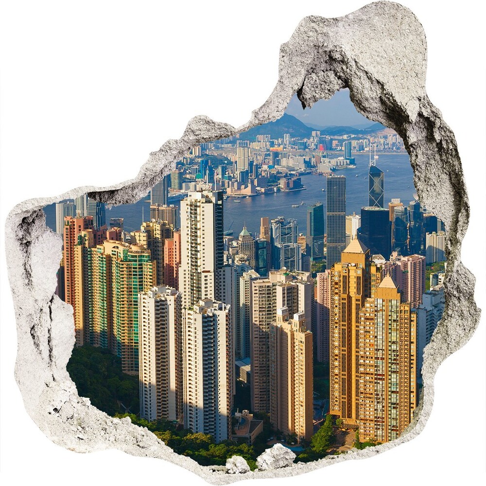 Autocolant 3D gaura cu priveliște Hong Kong panorama