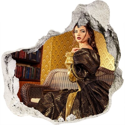 Autocolant 3D gaura cu priveliște O femeie într-o rochie elegantă într-un interior stilat