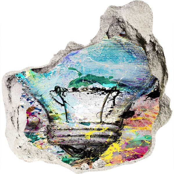 Autocolant un zid spart cu priveliște Un perete deteriorat cu o lampă