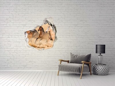 Autocolant un zid spart cu priveliște Cai galopând în sălbăticie