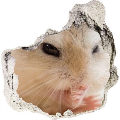 Autocolant de perete gaură 3D Hamster într-o gaură în perete
