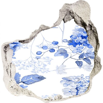 Fototapet 3D gaură în perete Vedere a florilor printr-o gaură în perete