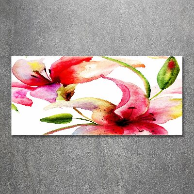 Tablou acrilic flori cal negru