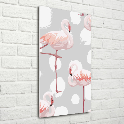 Tablou acrilic Flamingos și puncte