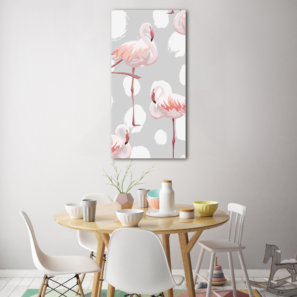 Tablou acrilic Flamingos și puncte