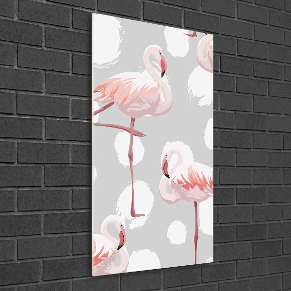 Tablou acrilic Flamingos și puncte