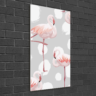 Tablou acrilic Flamingos și puncte