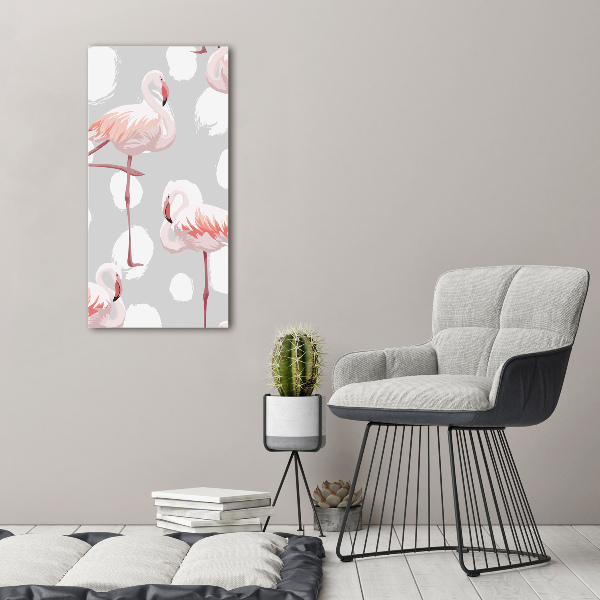 Tablou acrilic Flamingos și puncte