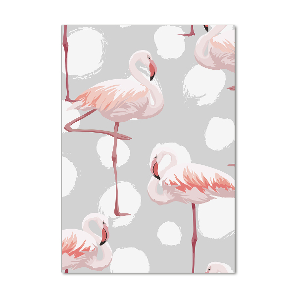 Tablou acrilic Flamingos și puncte