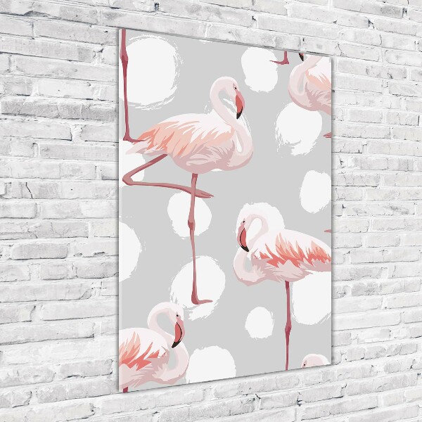 Tablou acrilic Flamingos și puncte