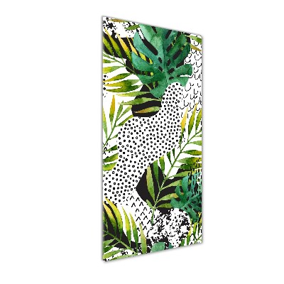 Pictura pe sticlă acrilică frunze tropicale