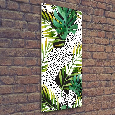 Pictura pe sticlă acrilică frunze tropicale