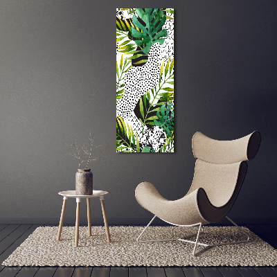 Pictura pe sticlă acrilică frunze tropicale