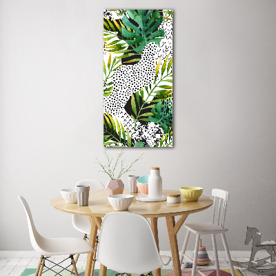 Pictura pe sticlă acrilică frunze tropicale