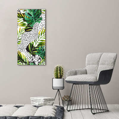Pictura pe sticlă acrilică frunze tropicale