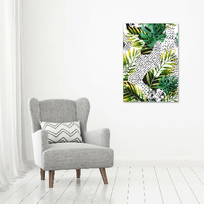 Pictura pe sticlă acrilică frunze tropicale