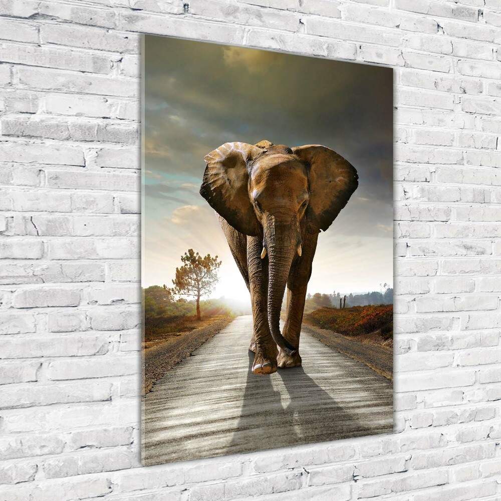 Tablou acrilic elefant de mers pe jos