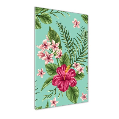 Pictura pe sticlă acrilică flori Hawaii