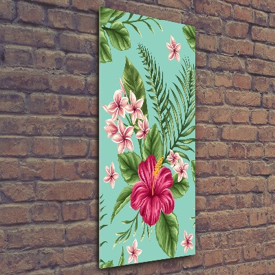 Pictura pe sticlă acrilică flori Hawaii