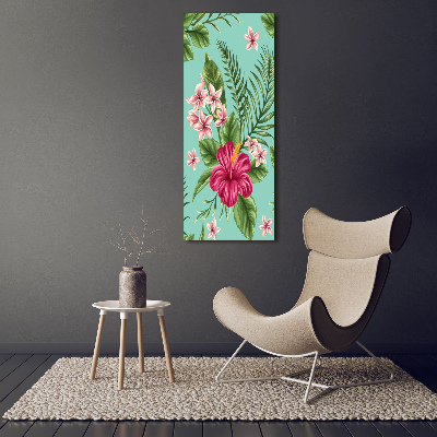 Pictura pe sticlă acrilică flori Hawaii