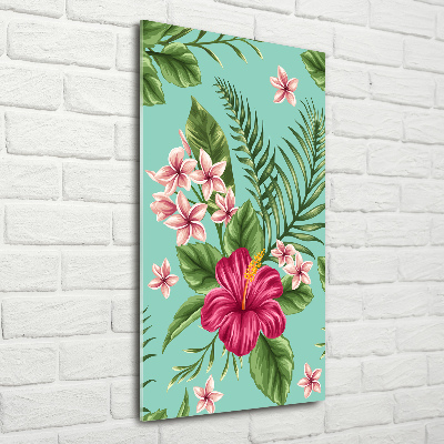 Pictura pe sticlă acrilică flori Hawaii