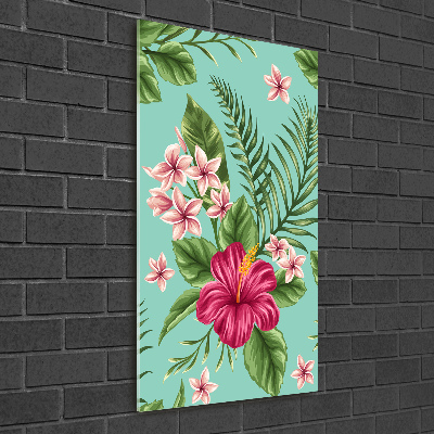 Pictura pe sticlă acrilică flori Hawaii