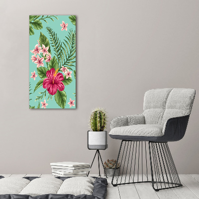 Pictura pe sticlă acrilică flori Hawaii