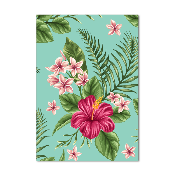 Pictura pe sticlă acrilică flori Hawaii