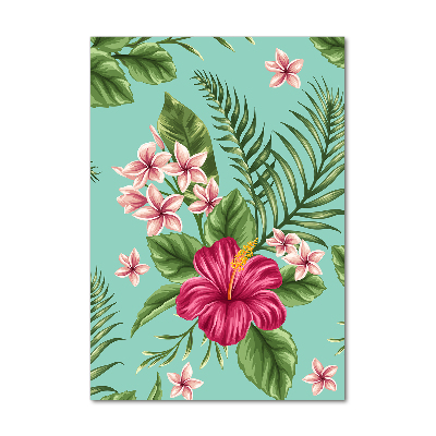 Pictura pe sticlă acrilică flori Hawaii