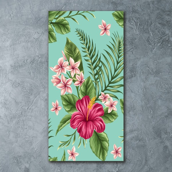 Pictura pe sticlă acrilică flori Hawaii
