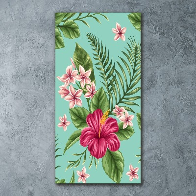 Pictura pe sticlă acrilică flori Hawaii