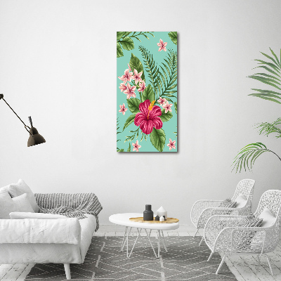 Pictura pe sticlă acrilică flori Hawaii
