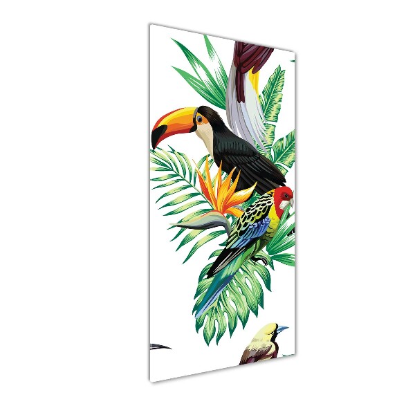 Tablou pe sticlă acrilică păsări tropicale