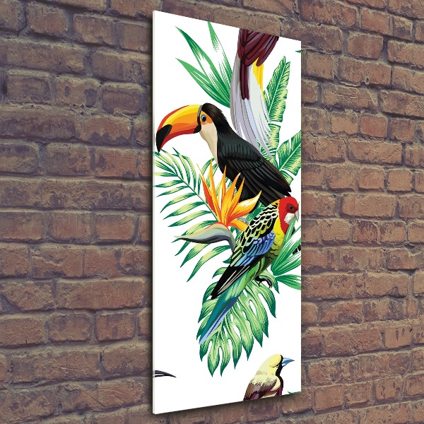 Tablou pe sticlă acrilică păsări tropicale