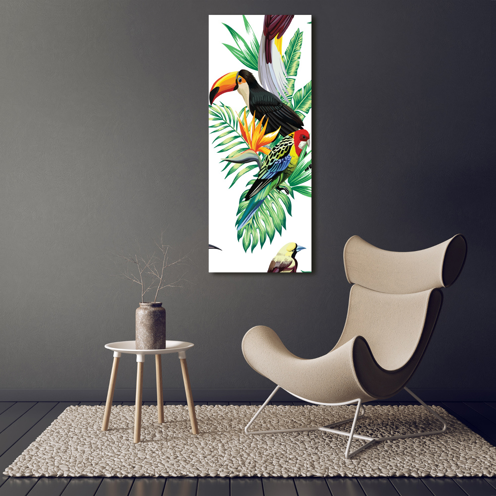 Tablou pe sticlă acrilică păsări tropicale