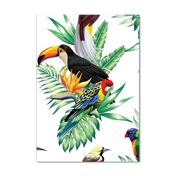 Tablou pe sticlă acrilică păsări tropicale
